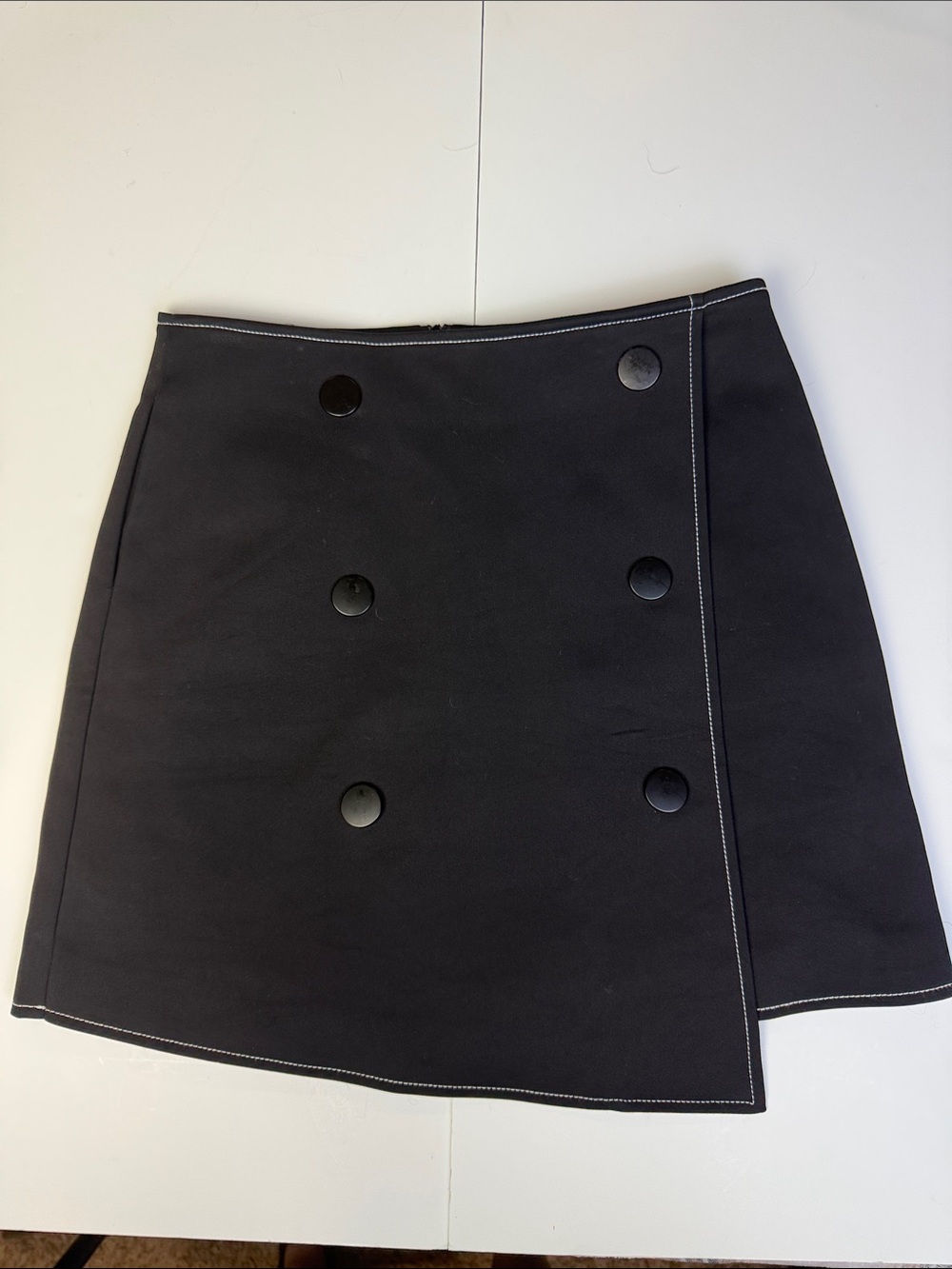 C/MEO Collective Black Asymmetric Double-Button Mini Skirt